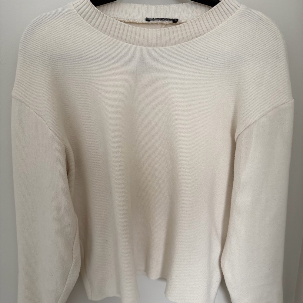 Zara Classic Cream Crew Neck Sweater